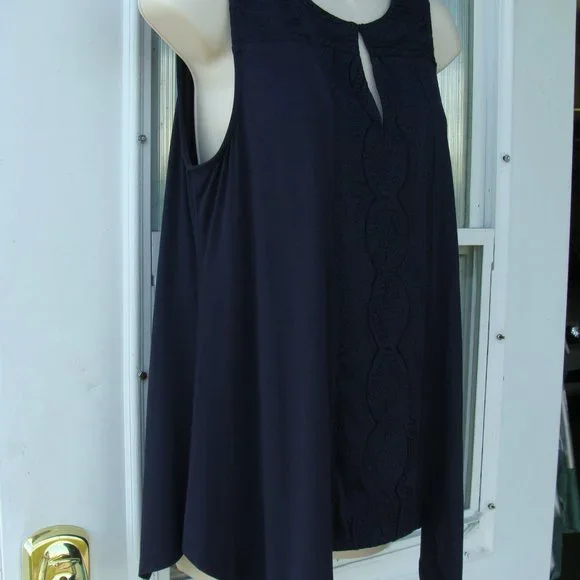 Adrianna Papel M blue embroidered sleeveless top New - Picture 9 of 14